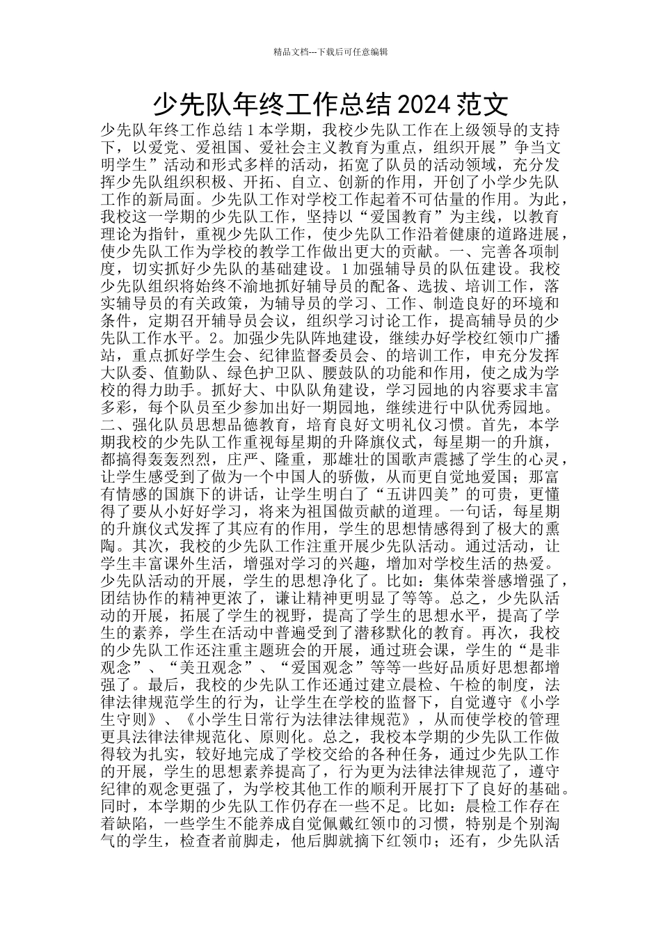 少先队年终工作总结2024范文_第1页