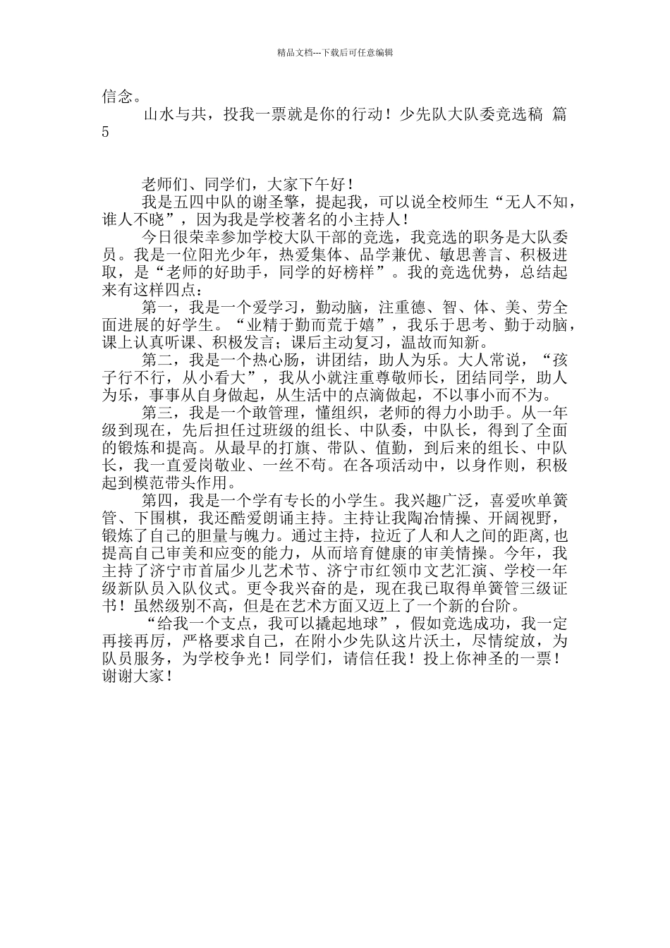 少先队大队委竞选稿汇总5篇_第3页