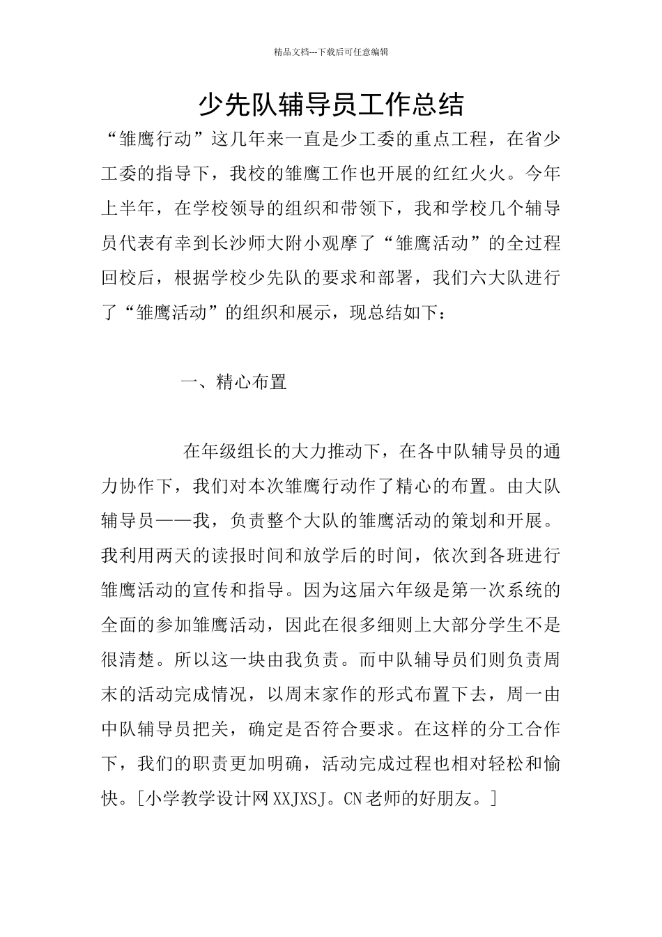 少先队辅导员工作总结_第1页