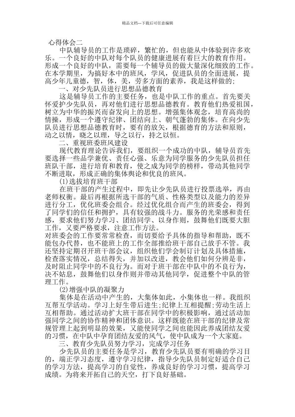 少先队辅导员心得体会范文三篇_第2页