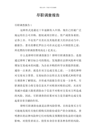 尽职调查报告