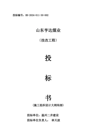 山东亨达煤业有限公司技改工程投标书