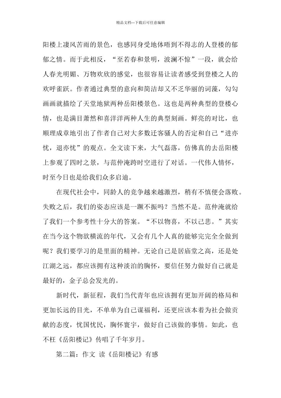 岳阳楼记名著读后感_第2页