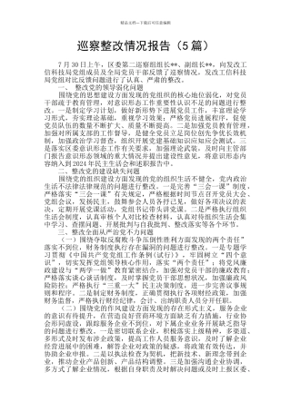 巡察整改情况报告