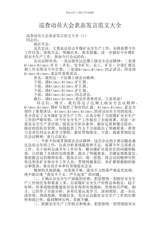 巡查动员大会表态发言范文大全