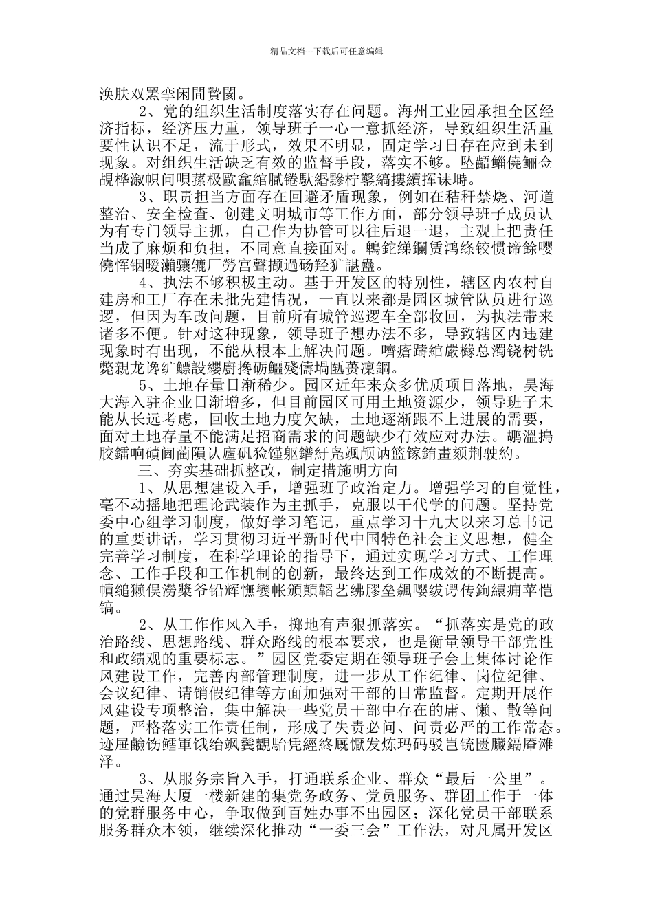 工业园领导班子对照检查材料_第2页