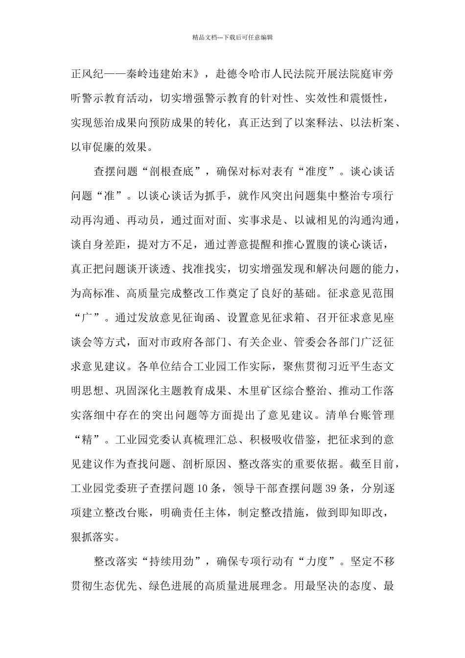 工业园推进作风突出问题集中整治专项行动总结_第2页