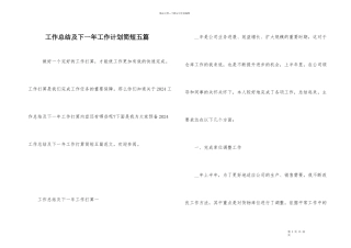 工作总结及下一年工作计划简短五篇