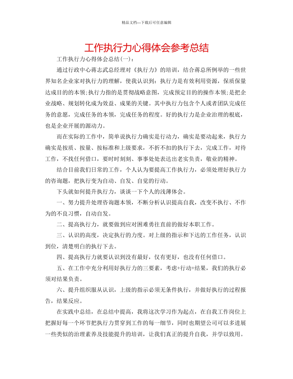 工作执行力心得体会参考总结_第1页
