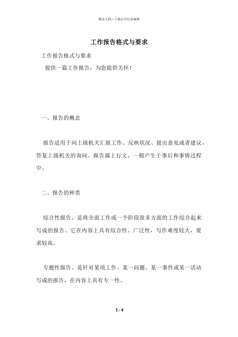 工作报告格式与要求_第1页