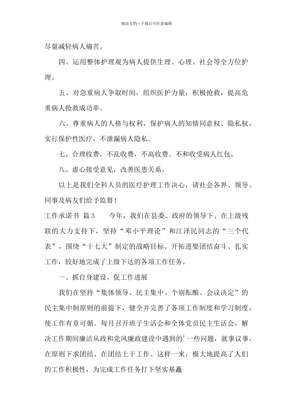 工作承诺书范文合集9篇_第3页