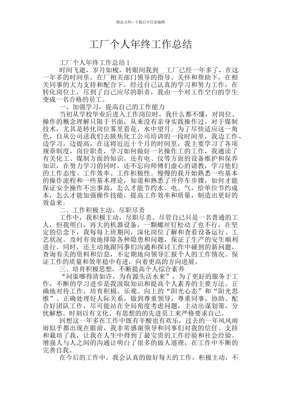 工厂个人年终工作总结_第1页