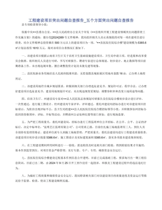 工程建设项目突出问题自查报告