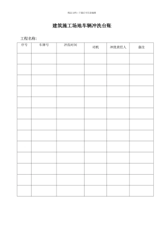 工程车辆冲洗台账