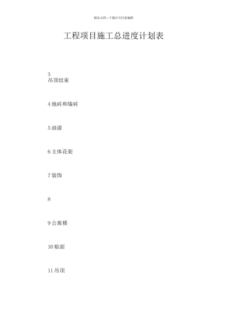 工程项目施工总进度计划表