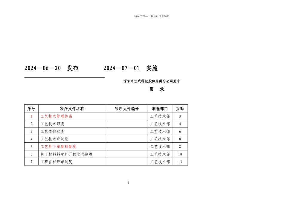 工艺技术部工作手册制度流程_第2页