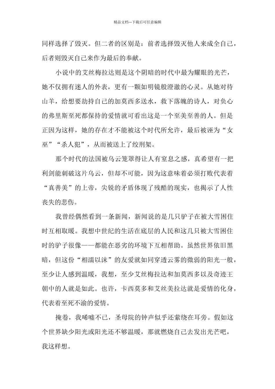 巴黎圣母院读后感1500字4篇_第2页