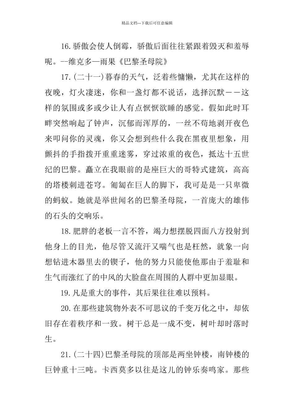 巴黎圣母院摘抄150则_第3页