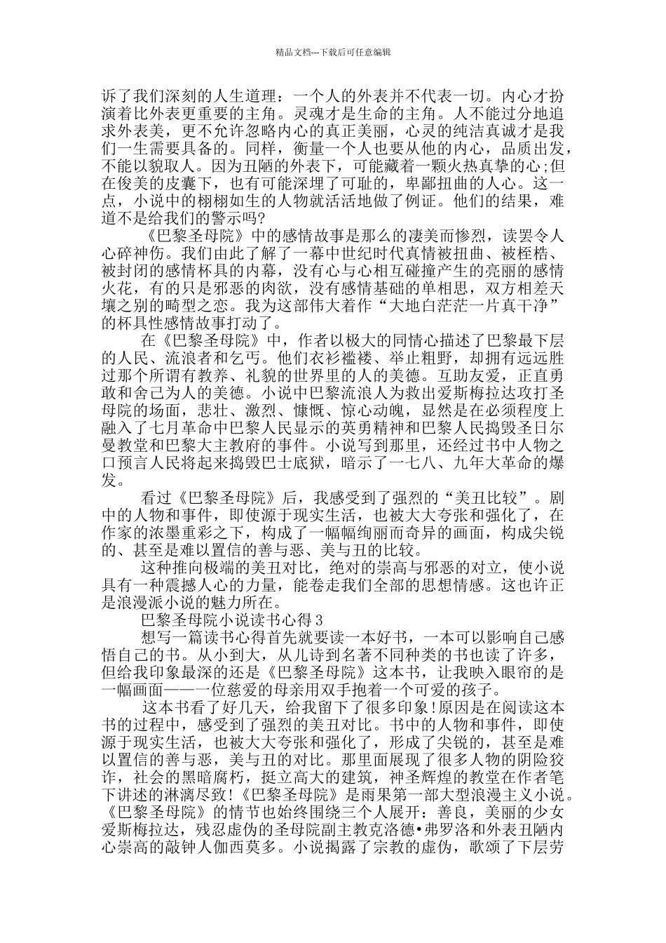 巴黎圣母院小说读书心得_第3页