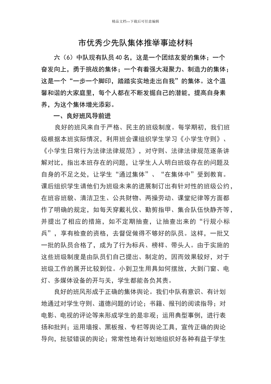 市优秀少先队集体推荐事迹材料_第1页