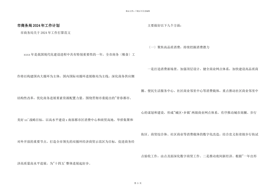 市商务局2024年工作计划_第1页
