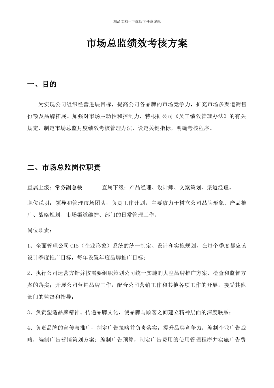 市场总监绩效考核方案_第1页