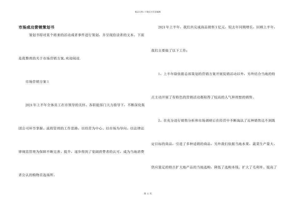 市场成功营销策划书_第1页