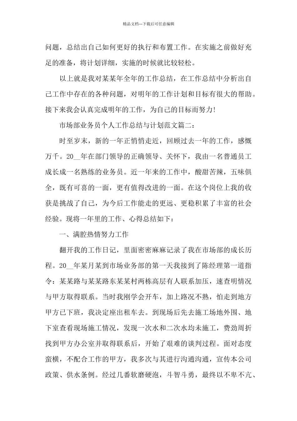 市场部业务员个人工作总结与计划_第3页