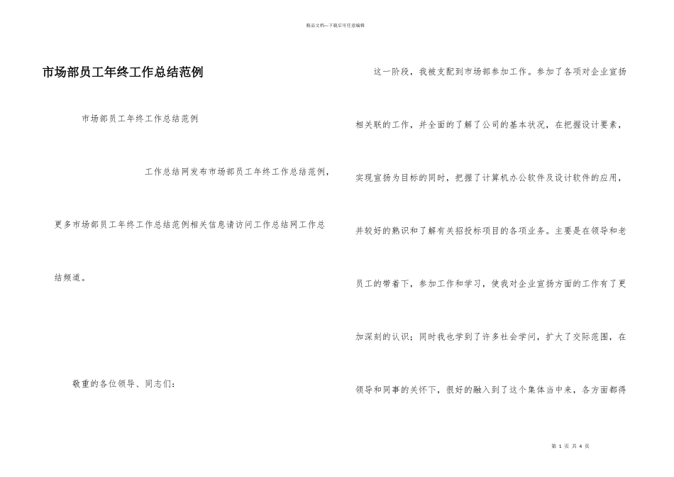 市场部员工年终工作总结范例_第1页