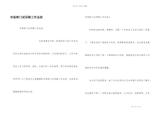 市场部门试用期工作总结