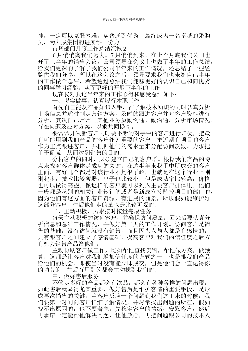 市场部门月度工作总结汇报_第2页
