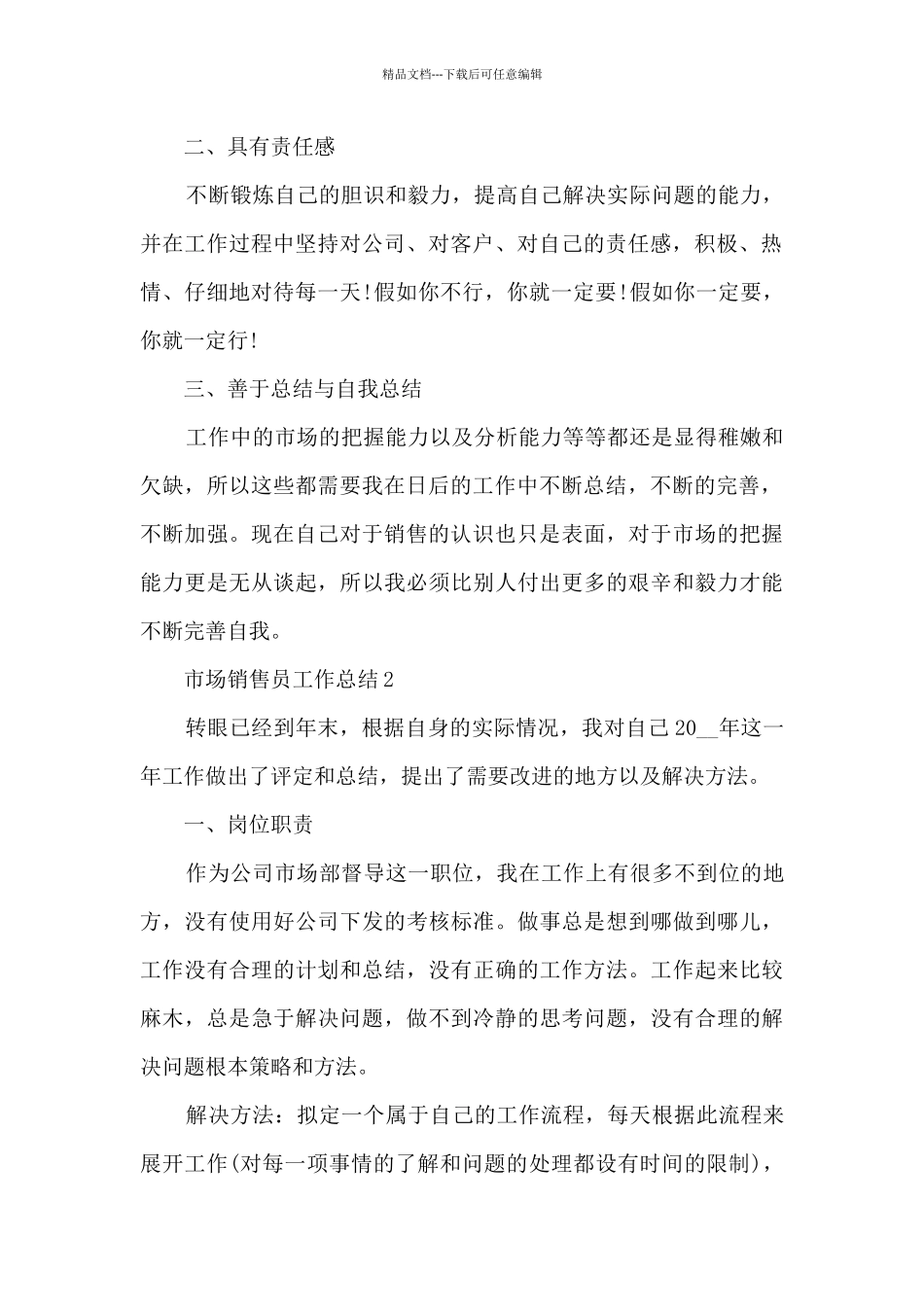 市场销售员工作总结5篇_第2页
