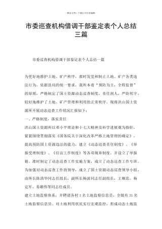 市委巡查机构借调干部鉴定表个人总结三篇