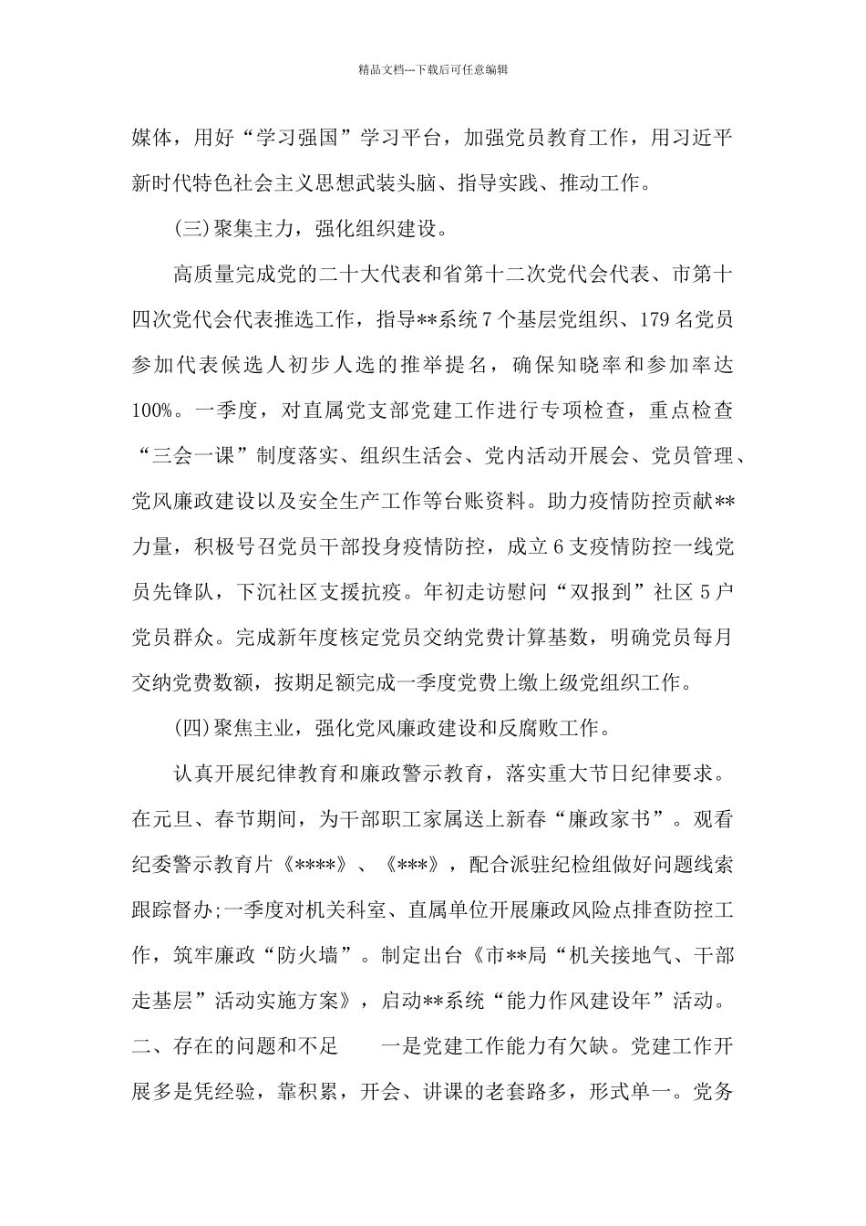 市局2024年第一季度党建工作汇报材料_第2页