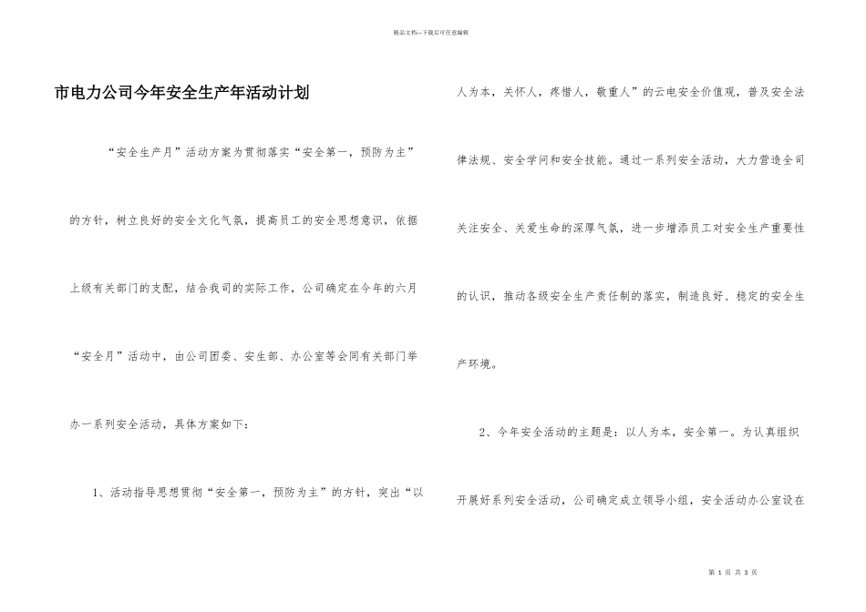 市电力公司今年安全生产年活动计划_第1页