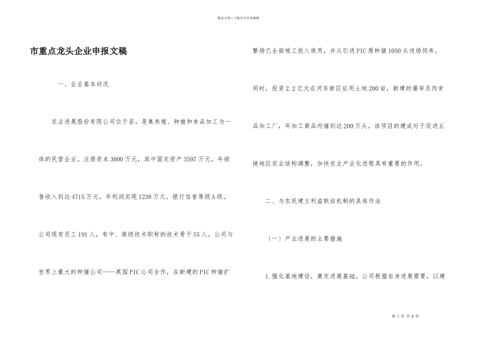 市重点龙头企业申报文稿_第1页