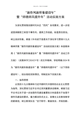 师德师风建设年活动实施方案