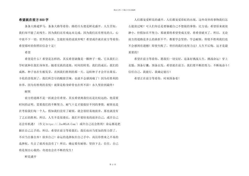 希望就在前方800字_第1页