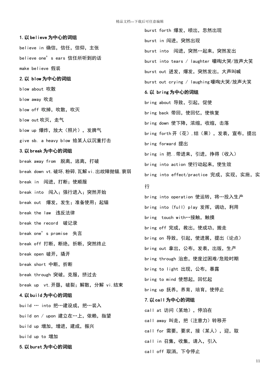 常用动词的介词短语_第1页
