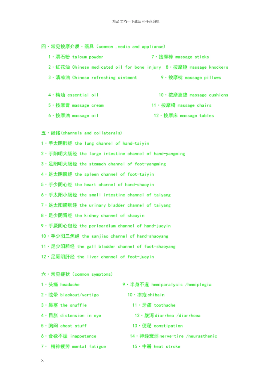 常用按摩英文词汇_第3页