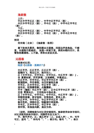 常用词牌名和格律