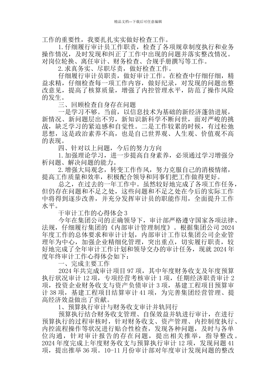干审计工作的心得体会范文5篇_第3页