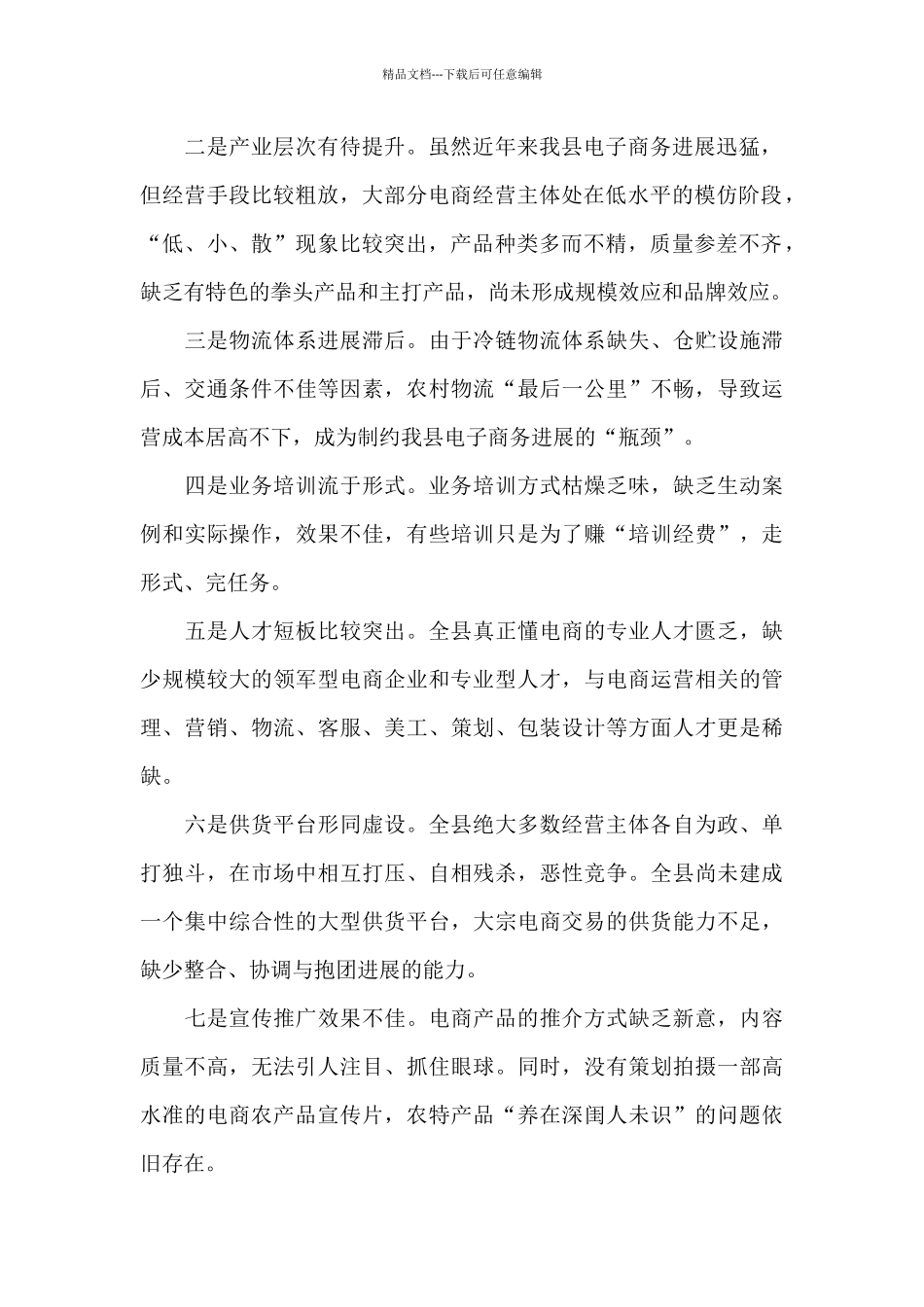 干部在2024年全县电子商务调研座谈会上的讲话范文_第2页