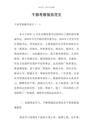 干部考察报告范文