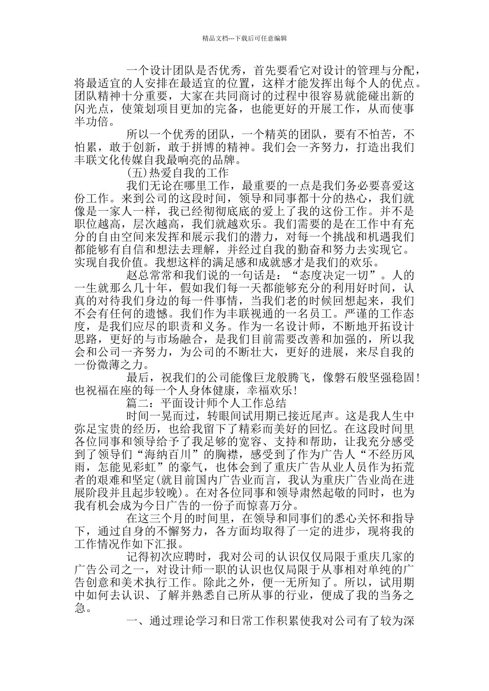 平面设计师个人工作总结范文2024_第2页