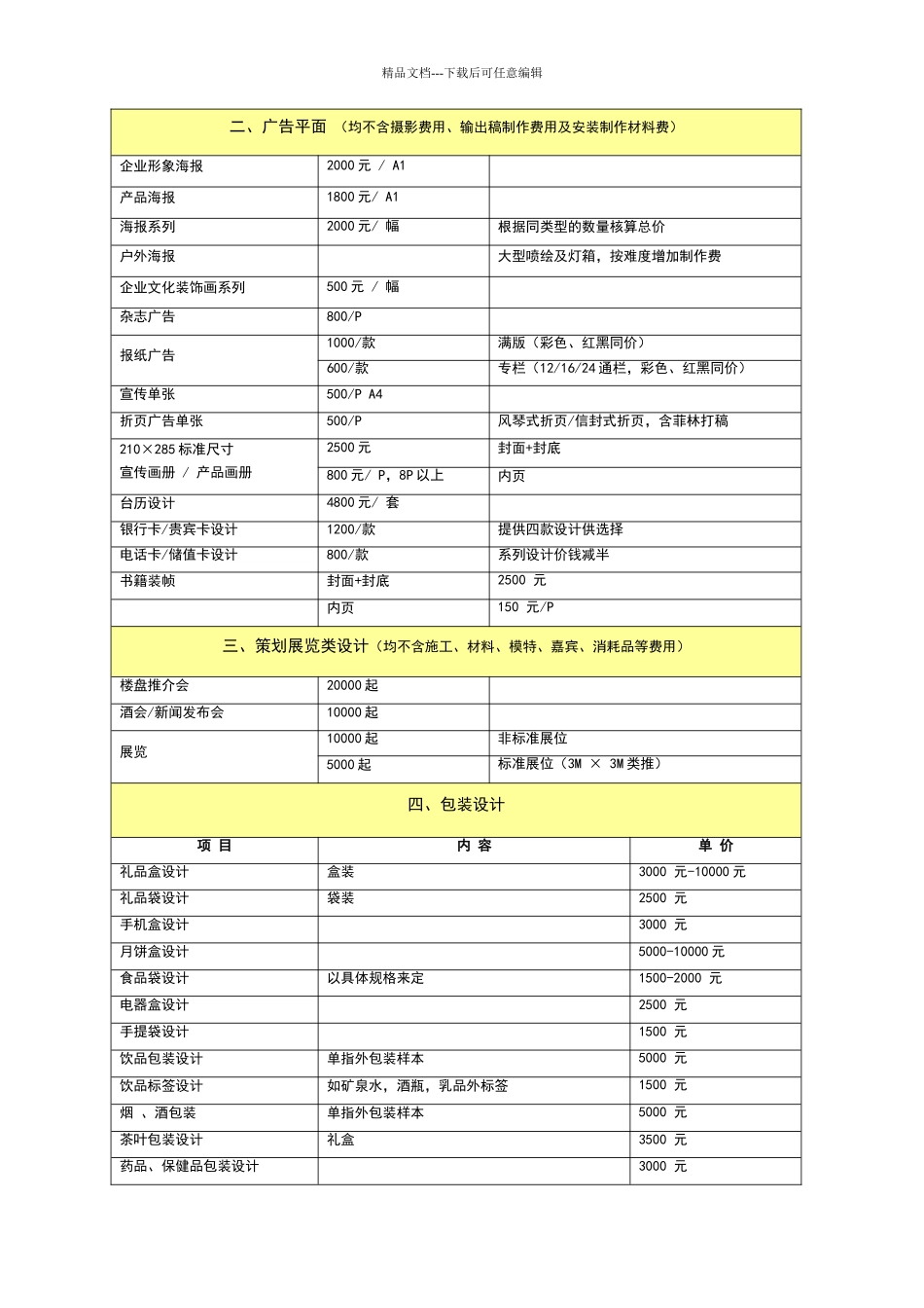 平面设计收费价格表_第2页