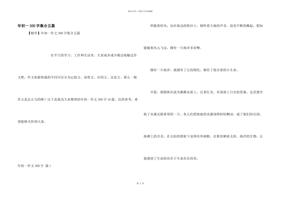 年初一300字集合五篇_第1页
