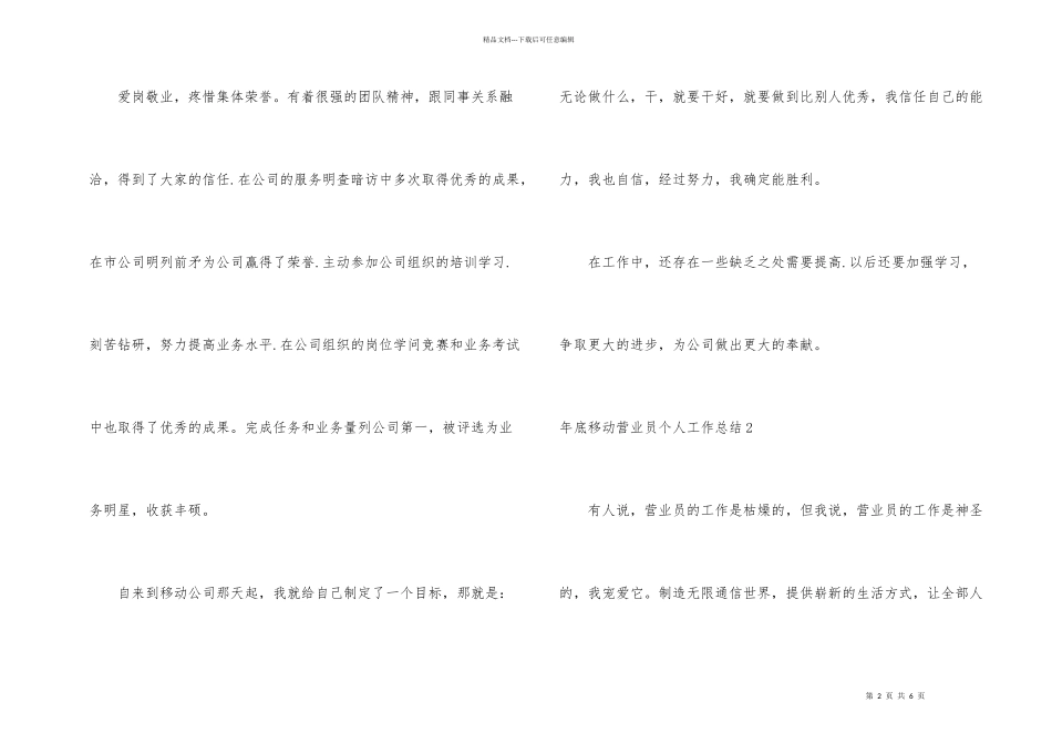 年底移动营业员个人工作总结_第2页