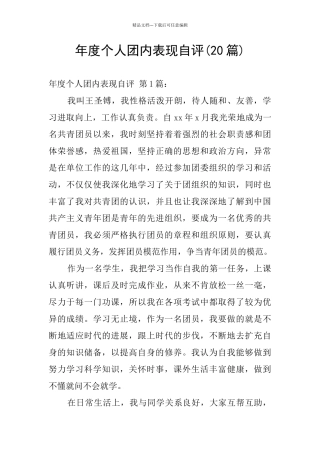 年度个人团内表现自评