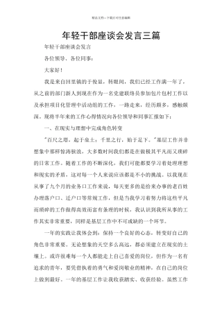 年轻干部座谈会发言三篇